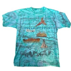 Vintage 90s Men’s South Dakota Maps Tee Shirt Size Large 100% Cotton Buffalo